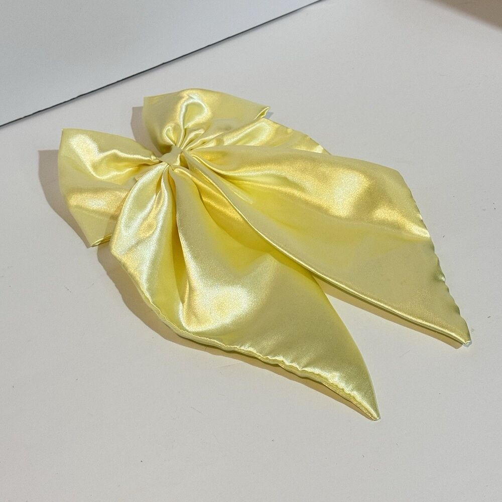 Large Satin Bow Barrettes Women Ribbon Hair Clips Hairpins for Styling Yellow - Picture 6 of 16